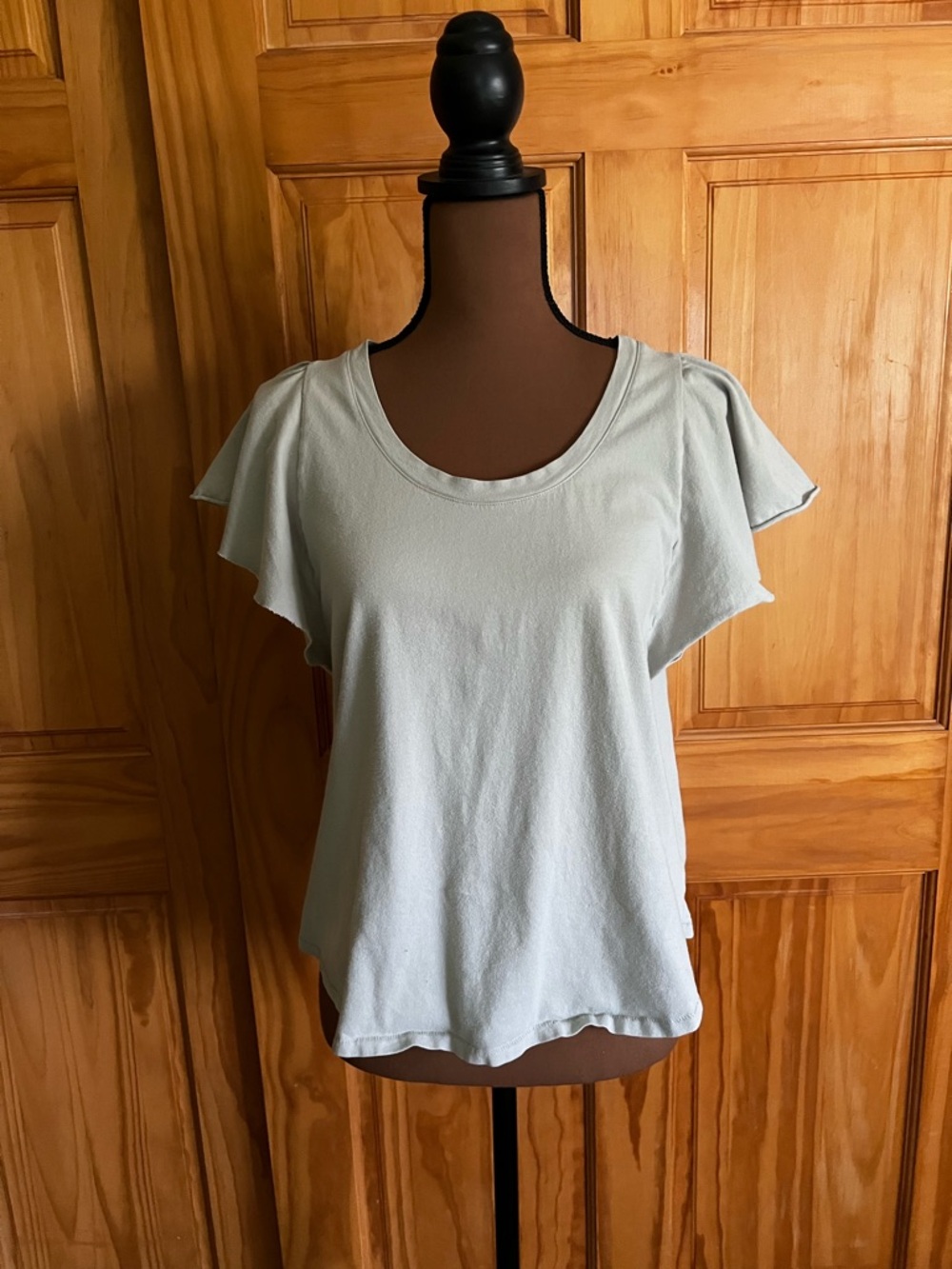 Universal Thread Sage Green Flutter Sleeve Scoop Neck Tee